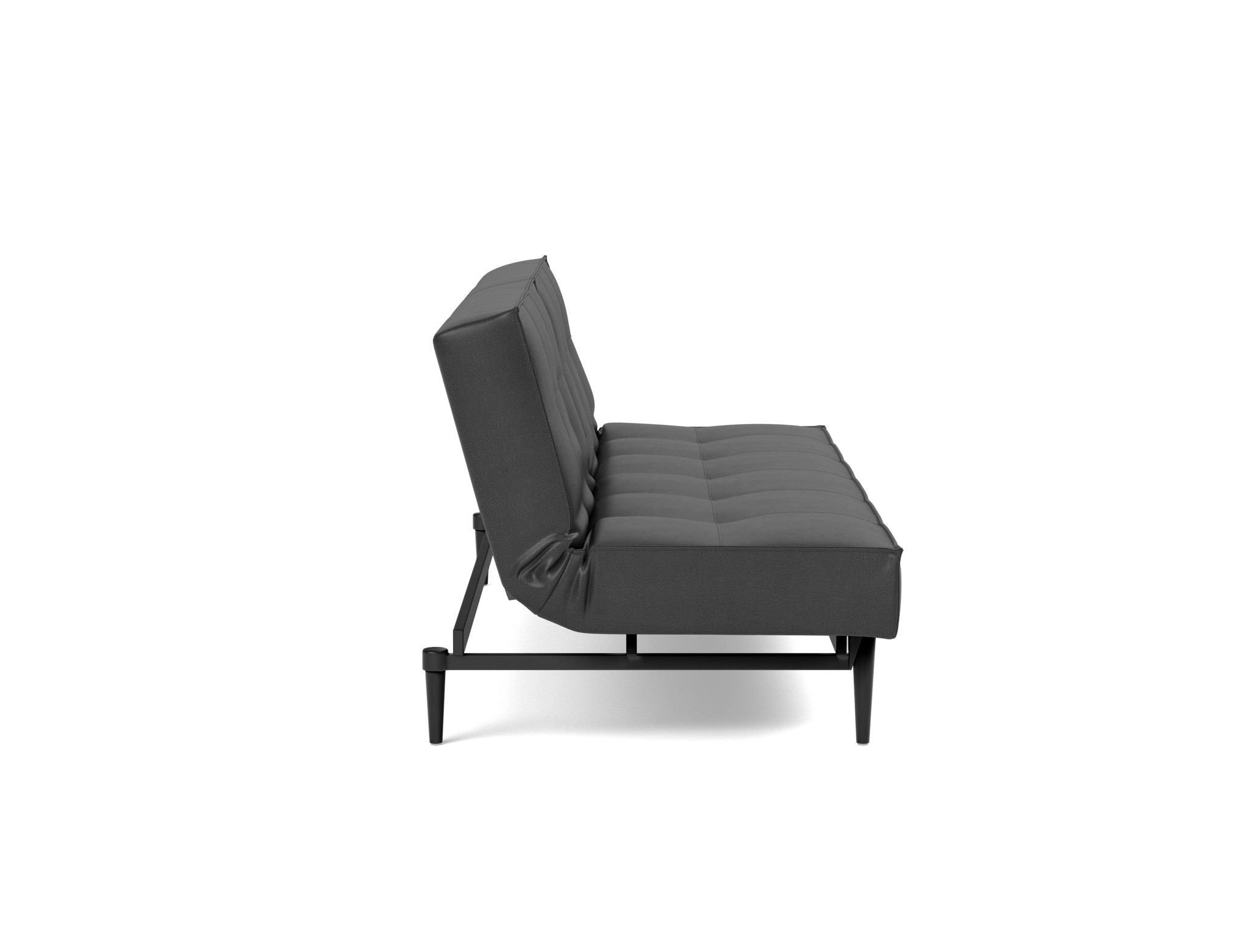 Schlafsofa Splitback Lederoptik Faunal 550-Black Beine Styletto Eiche schwarz