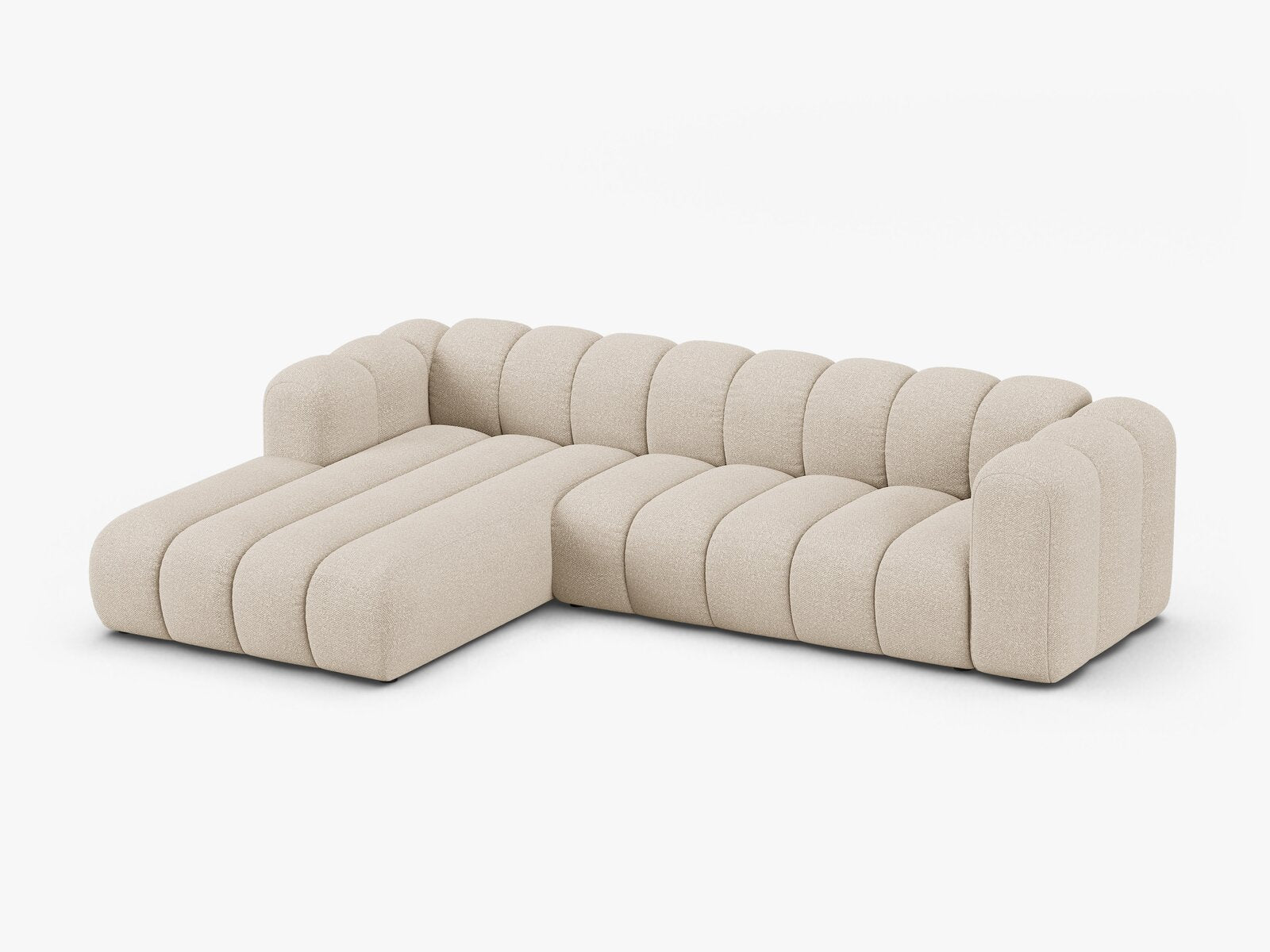 Micadoni Modulares Ecksofa Lupine 4-Sitzer Links Boucle Baloo Beige
