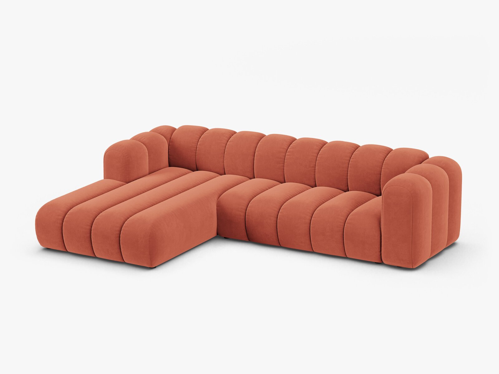 Micadoni Modulares Ecksofa Lupine 4-Sitzer Links Samt Venus Koralle