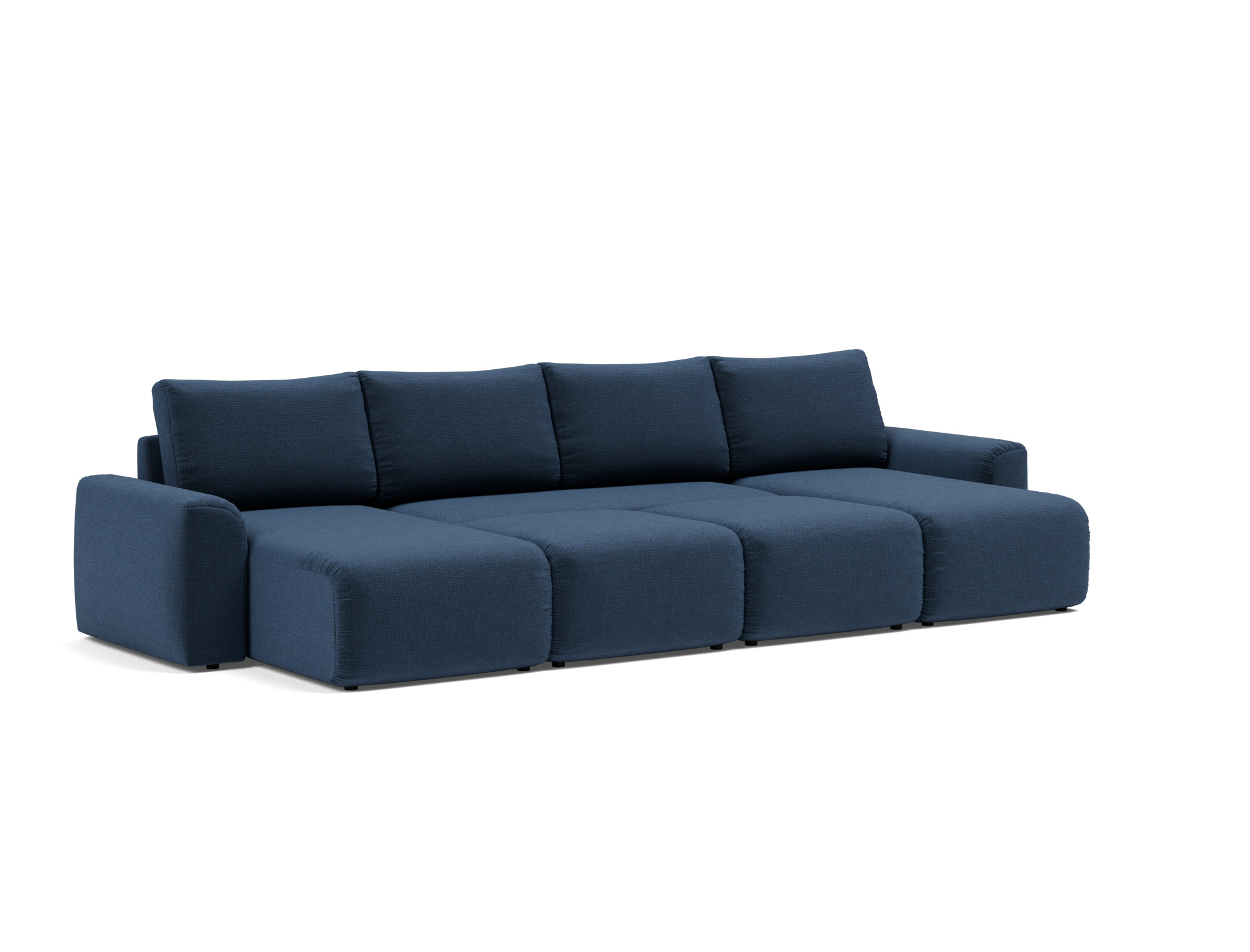 Schlafsofa Norum U-Form mit Chunky-Armlehnen Chenille Esina 414-Indigo-Blue