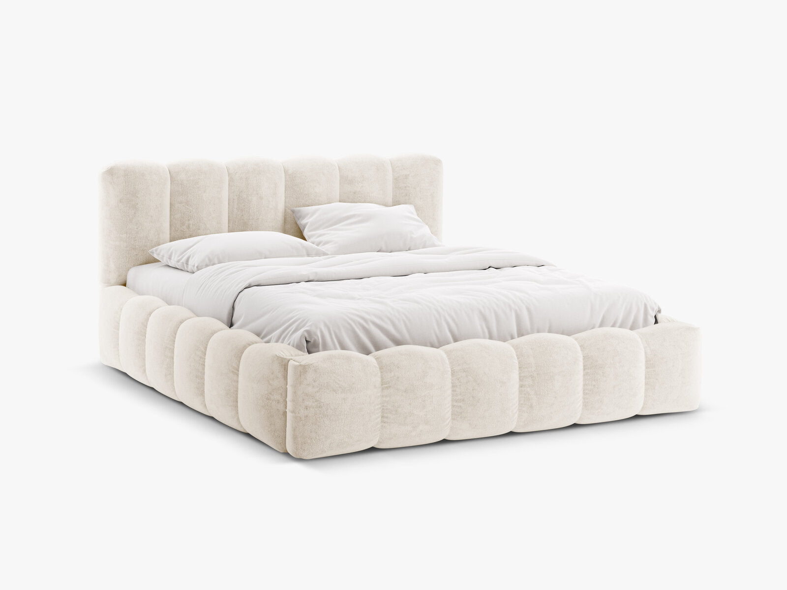 Micadoni Stauraumbett mit Kopfteil Lupine Chenille Perfect Harmony Helles Beige