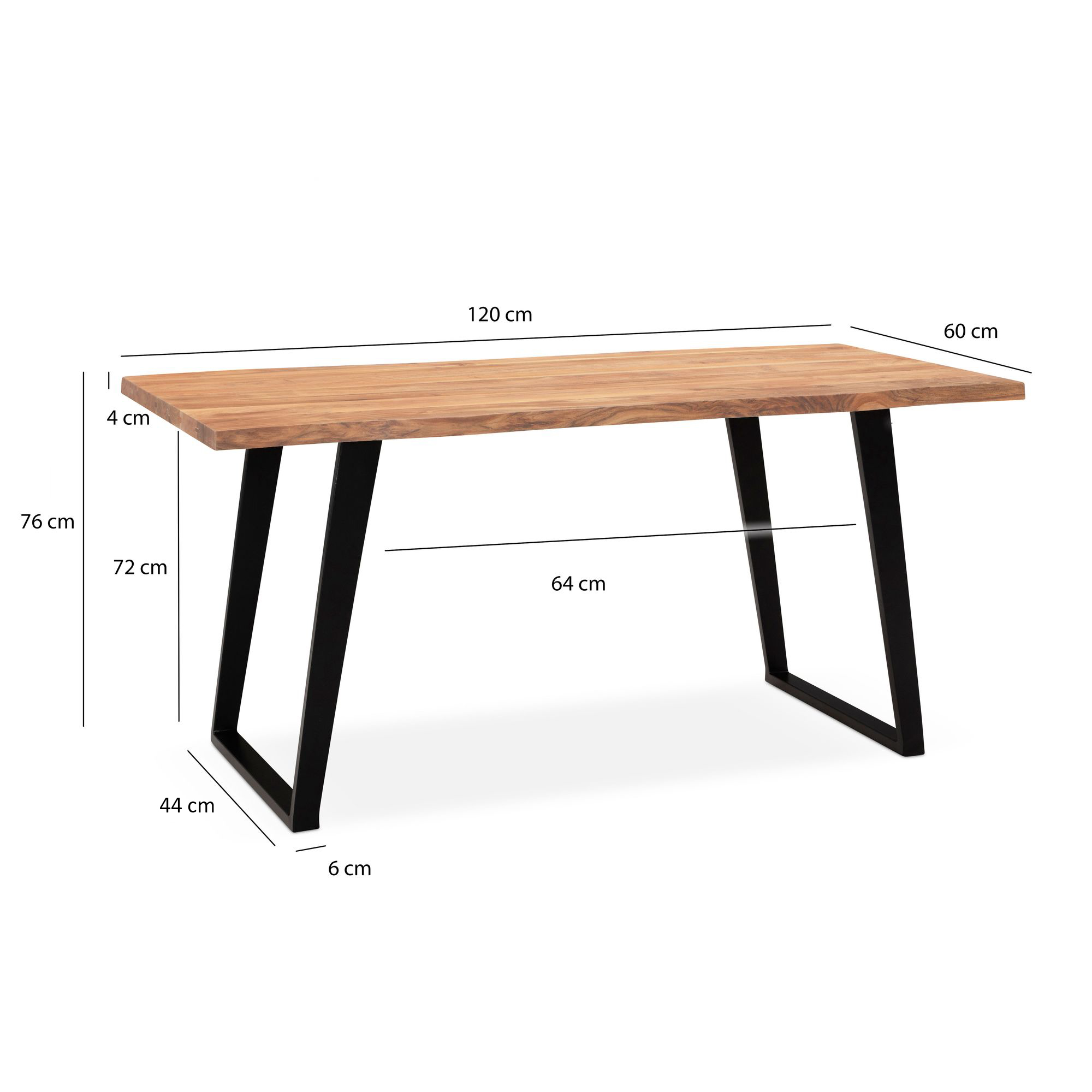 Baumkantentisch Kvitfjell Akazie Massivholz 120 cm