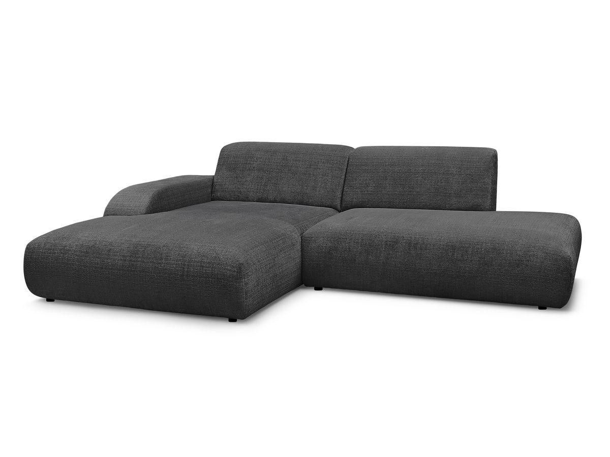 Bobochic Sirius Ecksofa 300 × 170 cm Strukturstoff Schwarz Ecke links