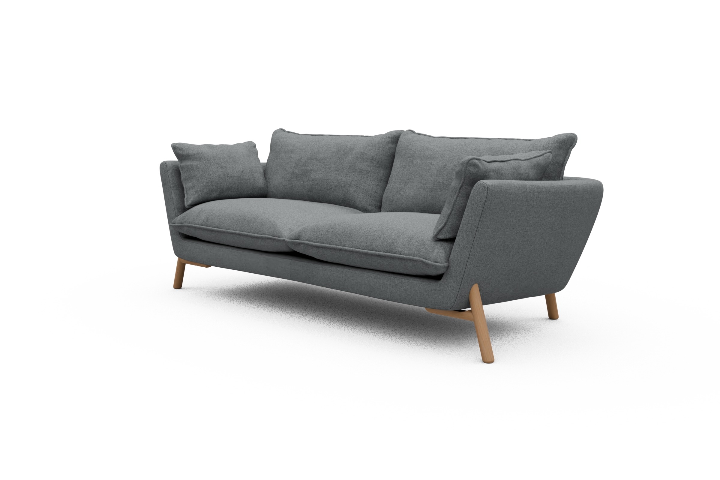 Sofa Emil PREMIUM 3-Sitzer Beinfarbe Eiche Natur Casone-Gravel-Grey