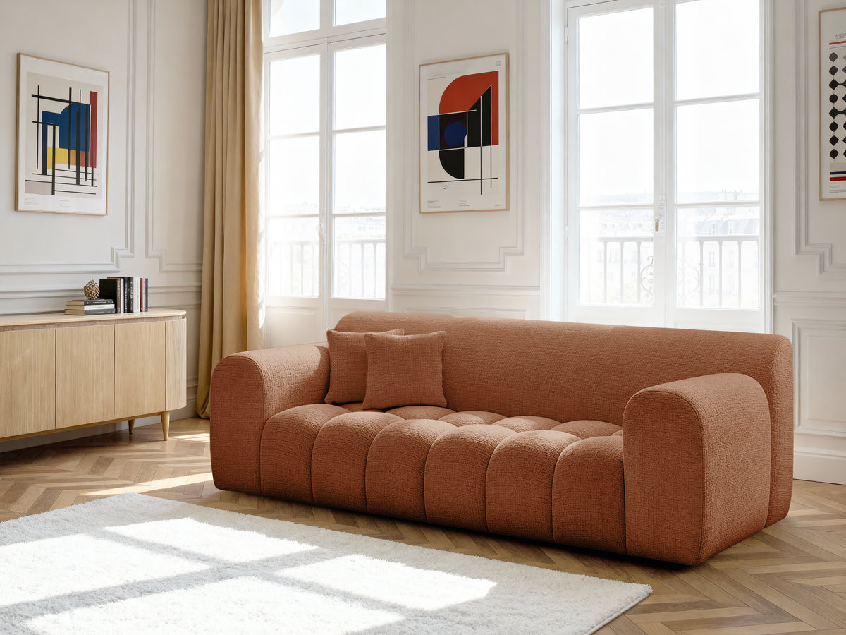 Bobochic Melisse Sofa 3-Sitzer Strukturstoff Orange