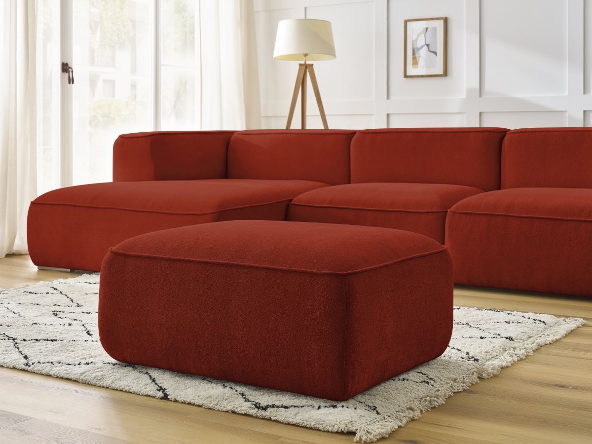 Bobochic Zephyr Ecksofa mit Pouf 349 × 165 cm Strukturstoff Orange Ecke links