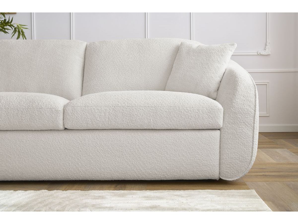 Bobochic Cezanne Schlafsofa 3-Sitzer Bouclé-Stoff Weiß, Liegefläche 160 × 194 cm