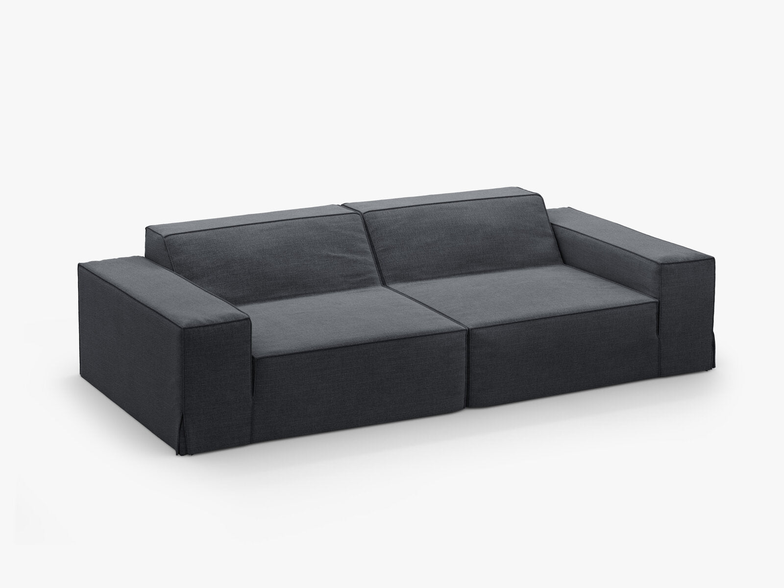 Micadoni 3-Sitzer Sofa Jodie Strukturierter Stoff Lins Grau und Blau