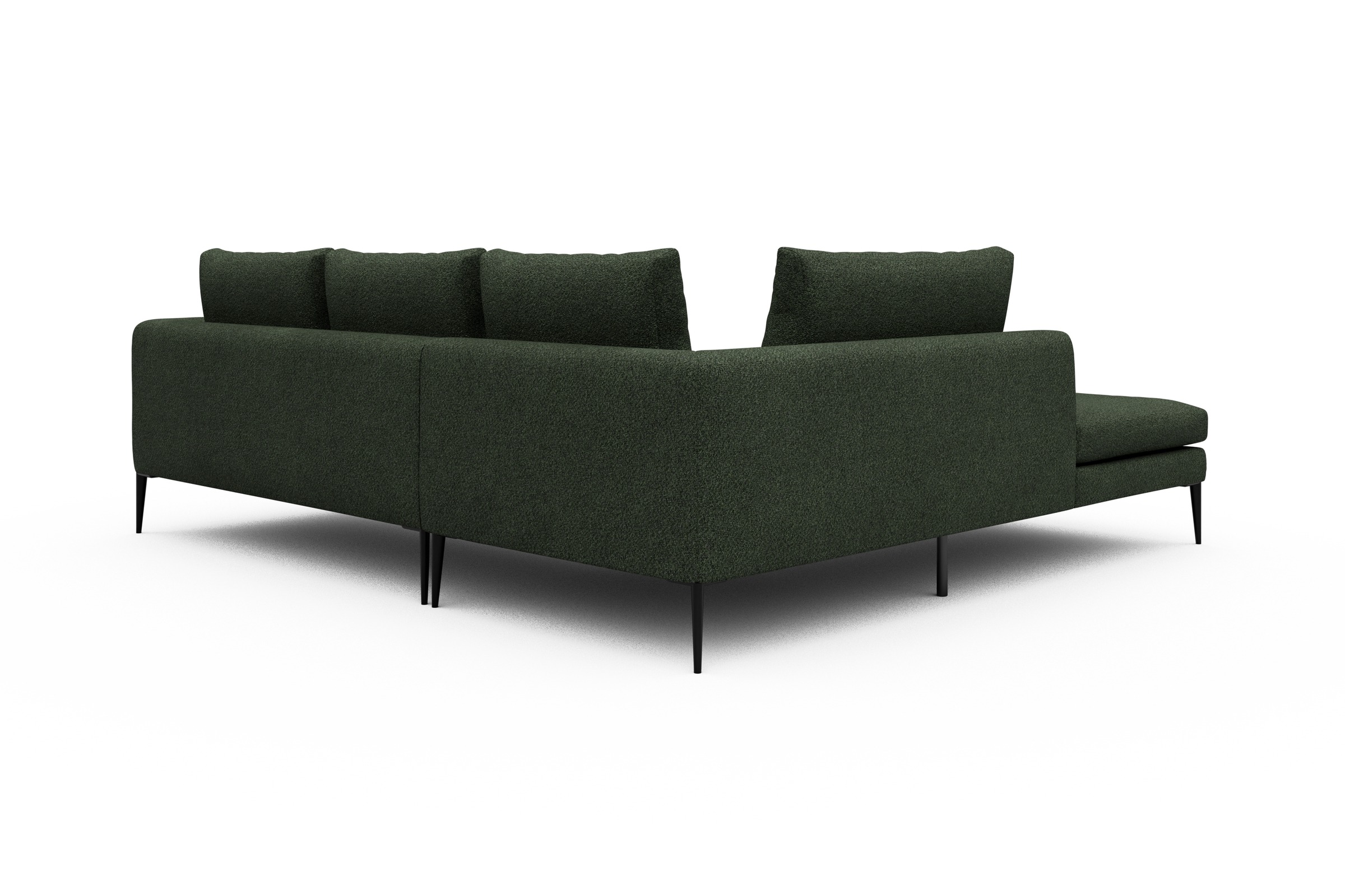 Ecksofa Paul Relax-Ecke links mit 2-Sitzer Vanora-Deep-Green