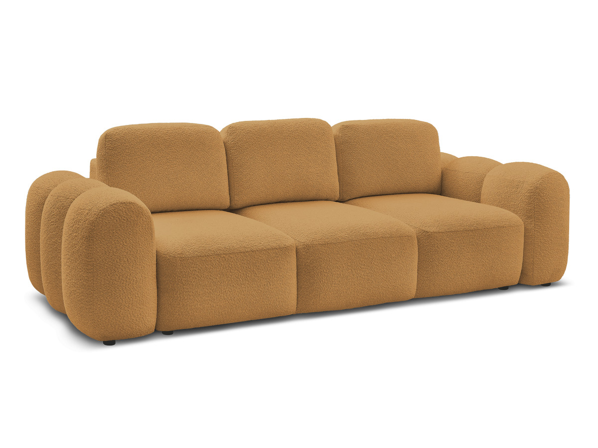 Bobochic Montaigne Schlafsofa 3-Sitzer mit Bettkasten Bouclé-Stoff Gelb