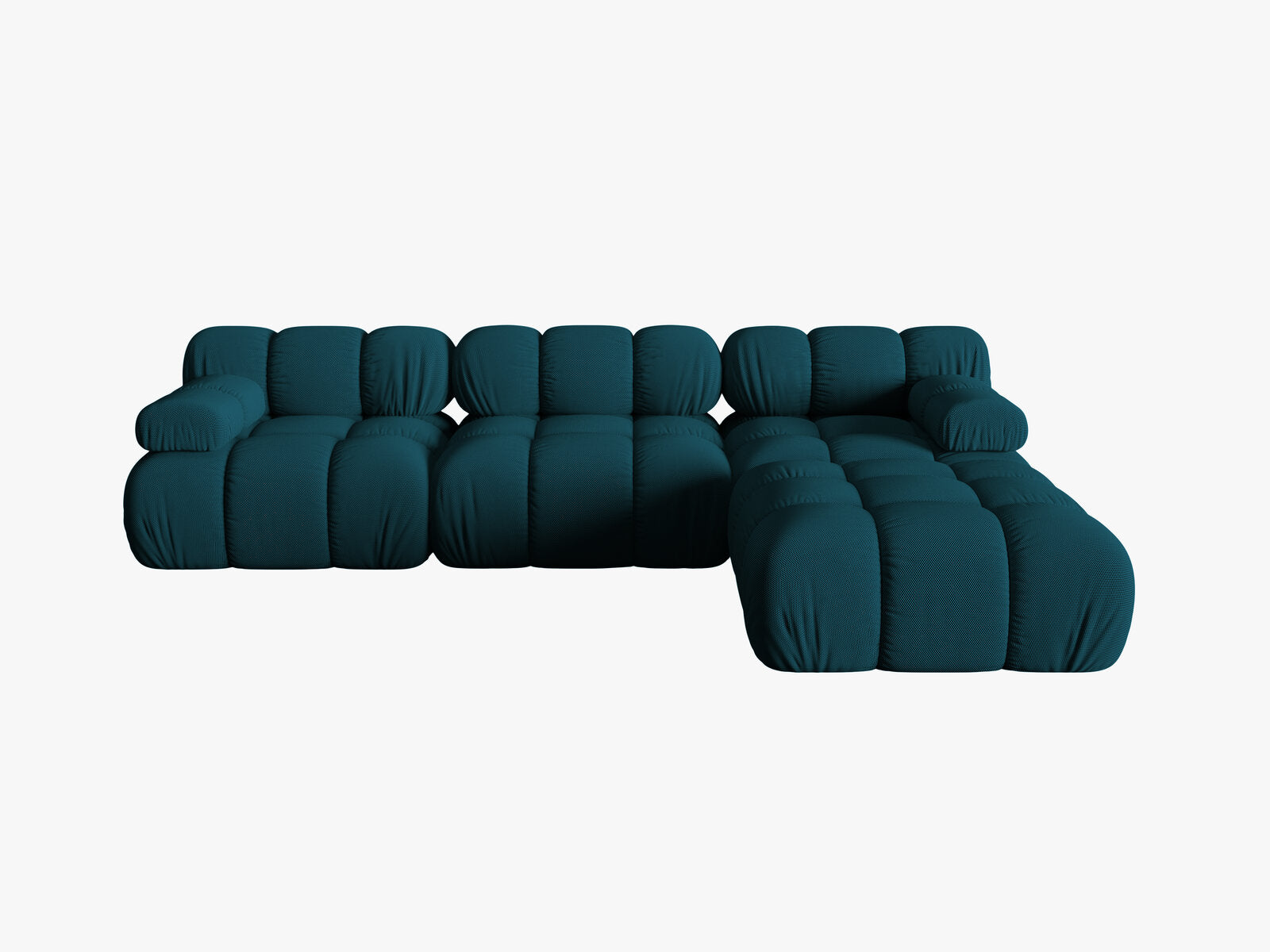 Micadoni Modulares Sofa Bellis 4-Sitzer mit flachem Modul 3D-Stoff Sonic Marineblau