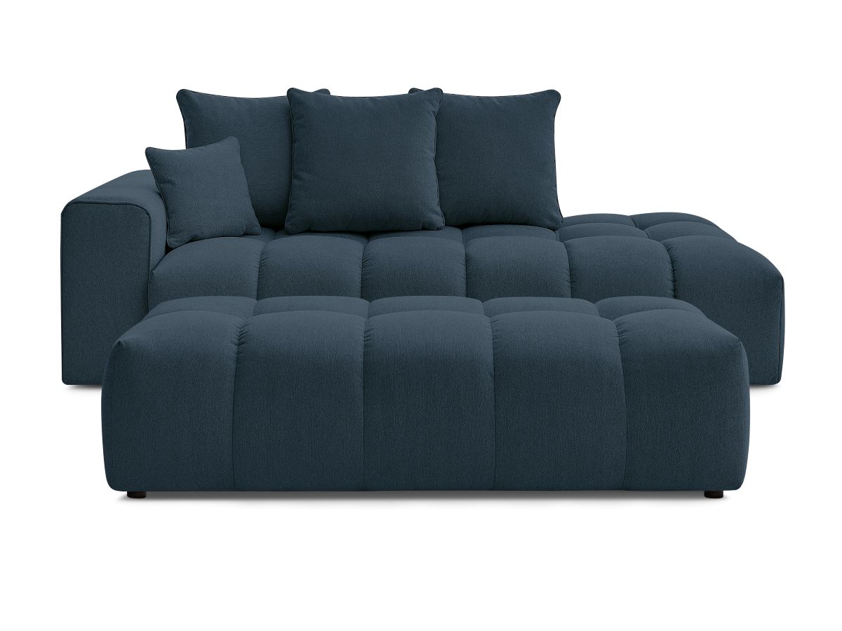 Bobochic Mont-blanc Sofa 5-Sitzer mit Pouf Melange-Stoff Dunkelblau Armlehne links