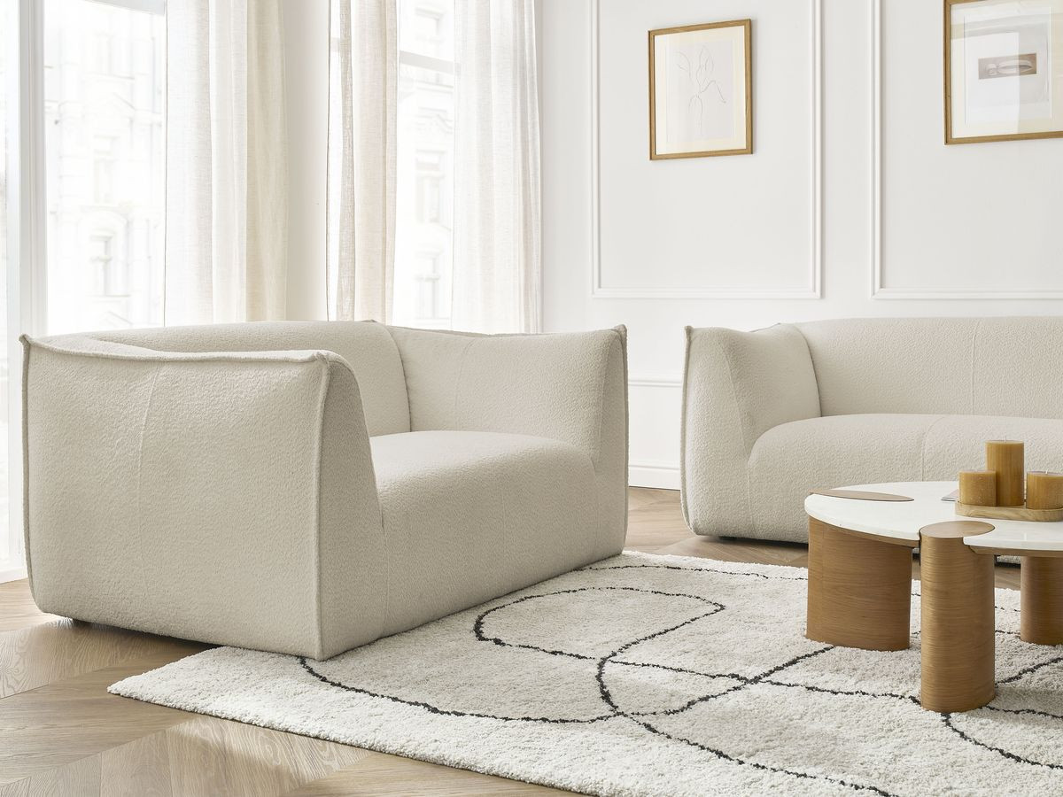 Bobochic Giorgia Sofa 5-Sitzer 412 × 100 cm Bouclé-Stoff Beige