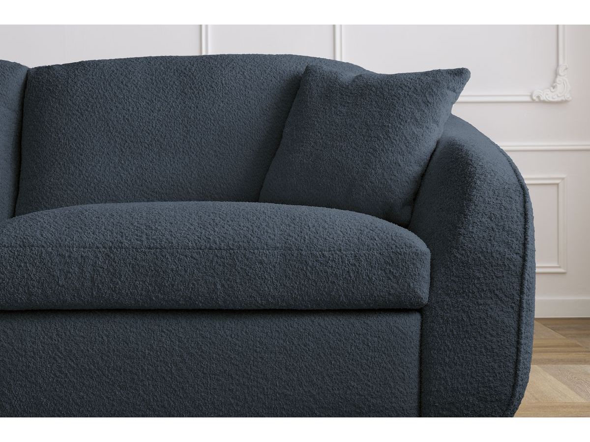 Bobochic Cezanne Schlafsofa 3-Sitzer Bouclé-Stoff Blau, Liegefläche 160 × 194 cm