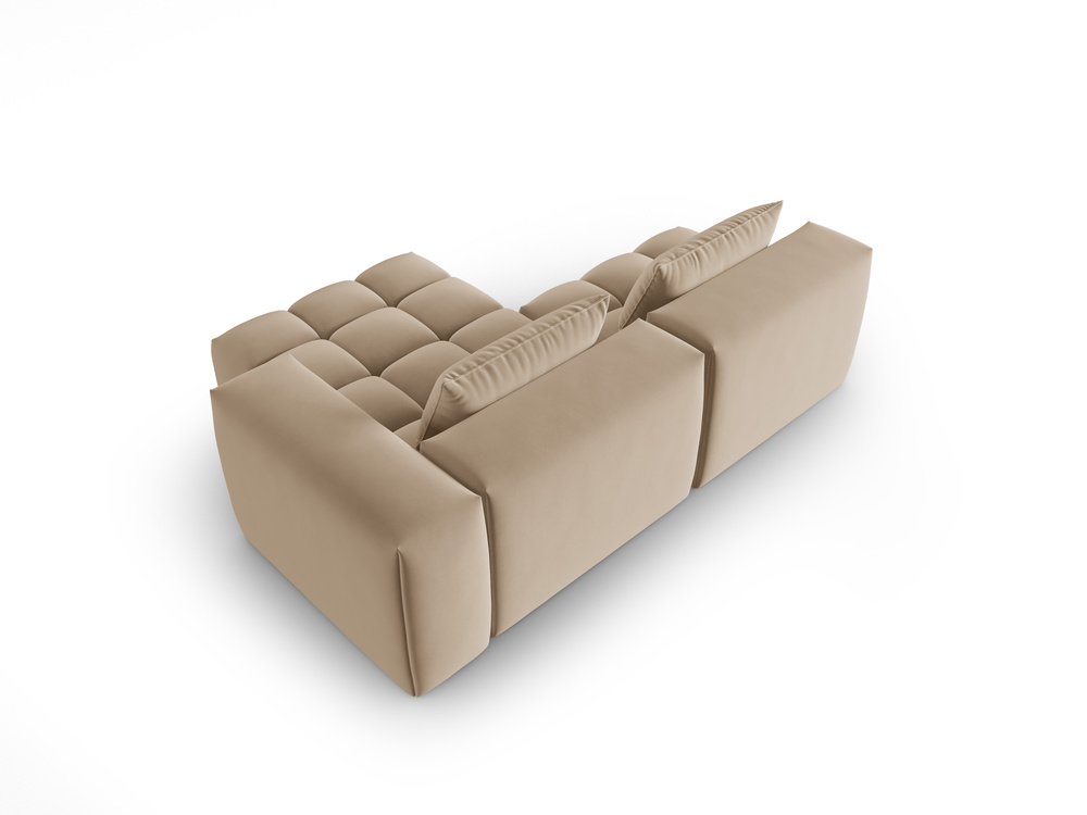 Cosmopolitan Design Ecksofa Verona 3-Sitzer offen Samt Casino Mandelbeige Rechts