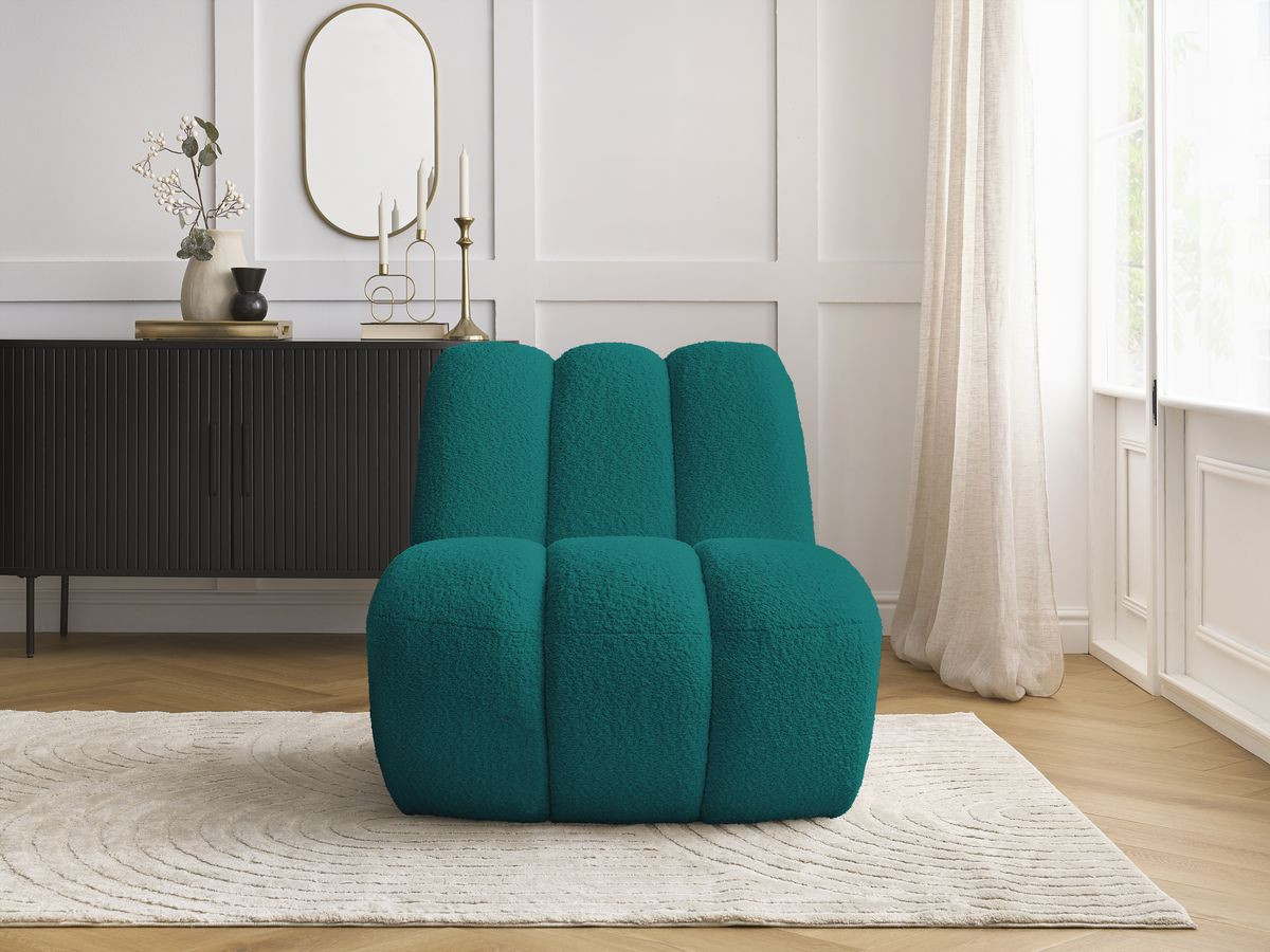 Bobochic Janissaire Sessel 81 × 90 cm Bouclé-Stoff Hellblau