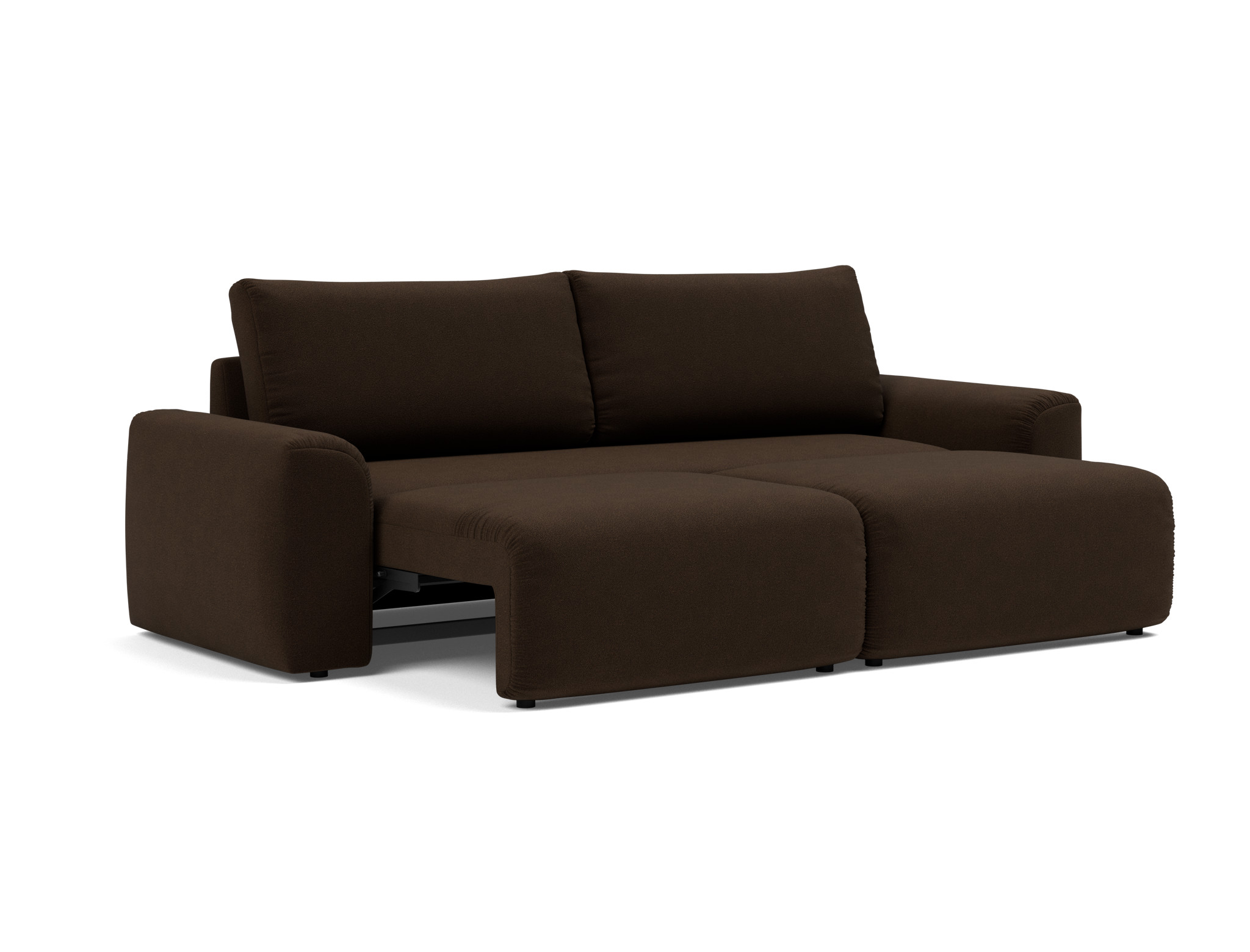 Schlafsofa Norum mit Chunky-Armlehnen Strukturierter Stoff Taura 358-Chocco
