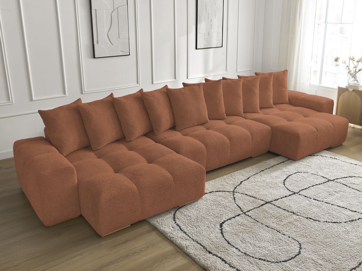 Bobochic Anakin Wohnlandschaft, 10 Kissen Bouclé-Stoff Orange