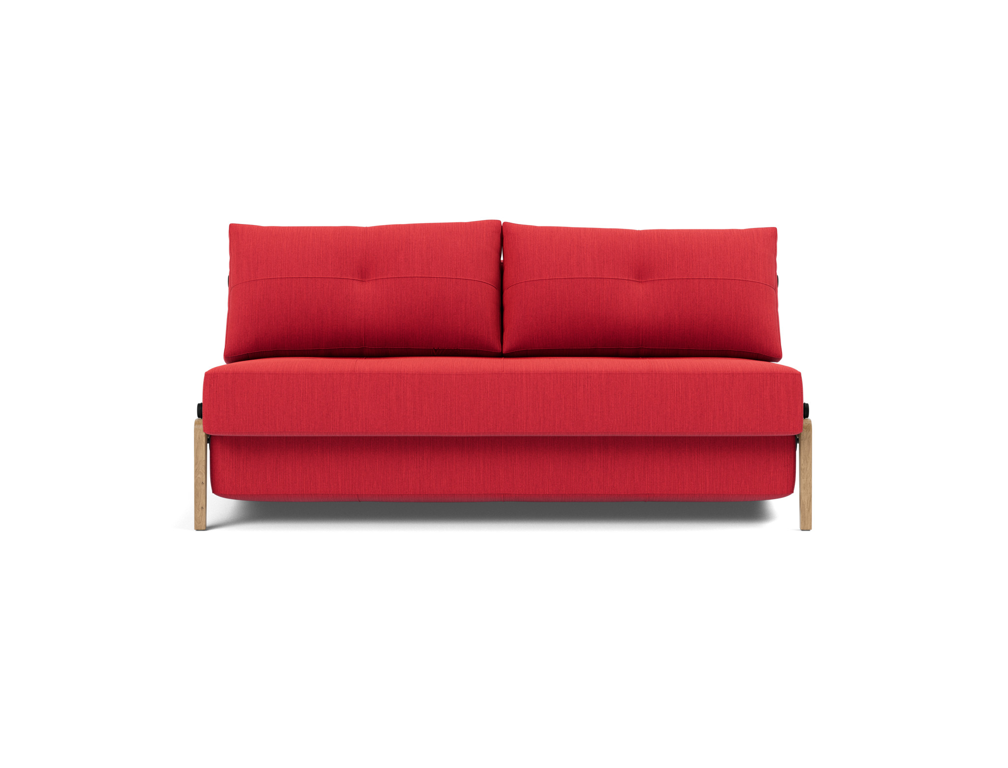 Schlafsofa Cubed 160 Flachgewebe Elegance 511-Red Beine Eiche