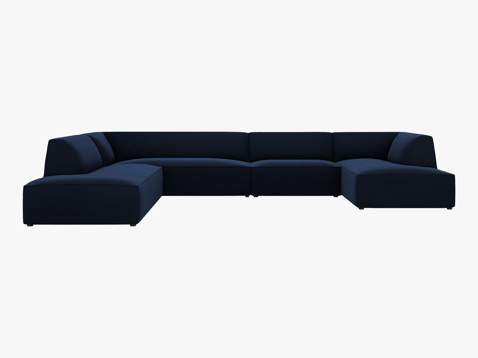 Micadoni Panorama-Ecksofa Ruby 7-Sitzer Links Samt Salvador Königsblau