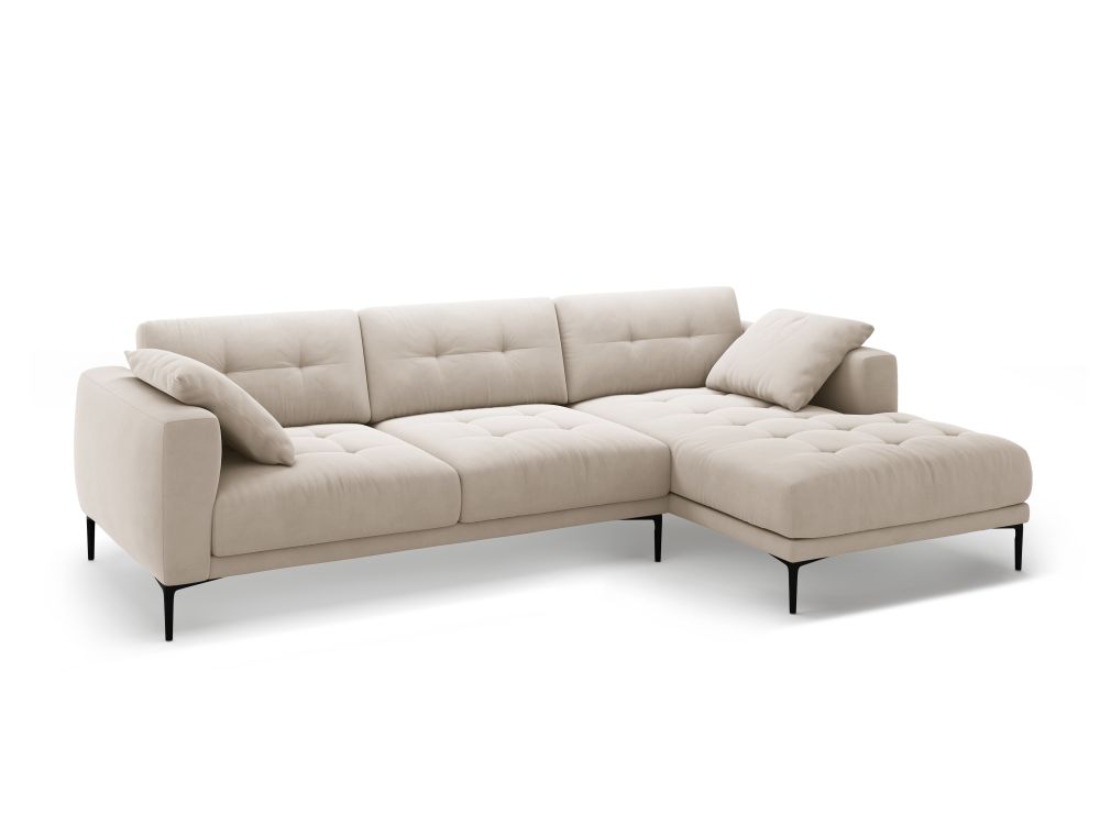 Cosmopolitan Design Ecksofa Lazio 3-Sitzer Samt Salvador Beige Rechts