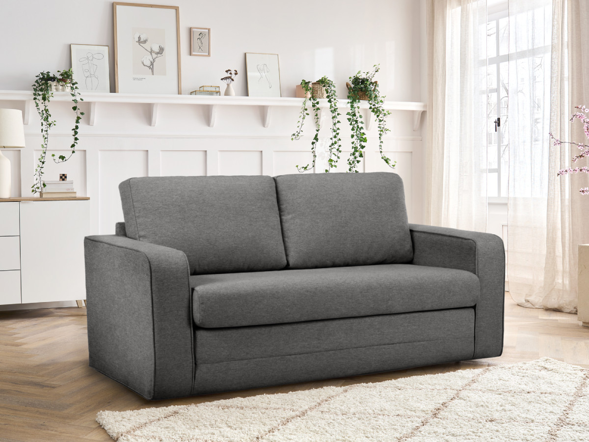 Bobochic Come Schlafsofa 2-Sitzer Melange-Stoff Dunkelgrau