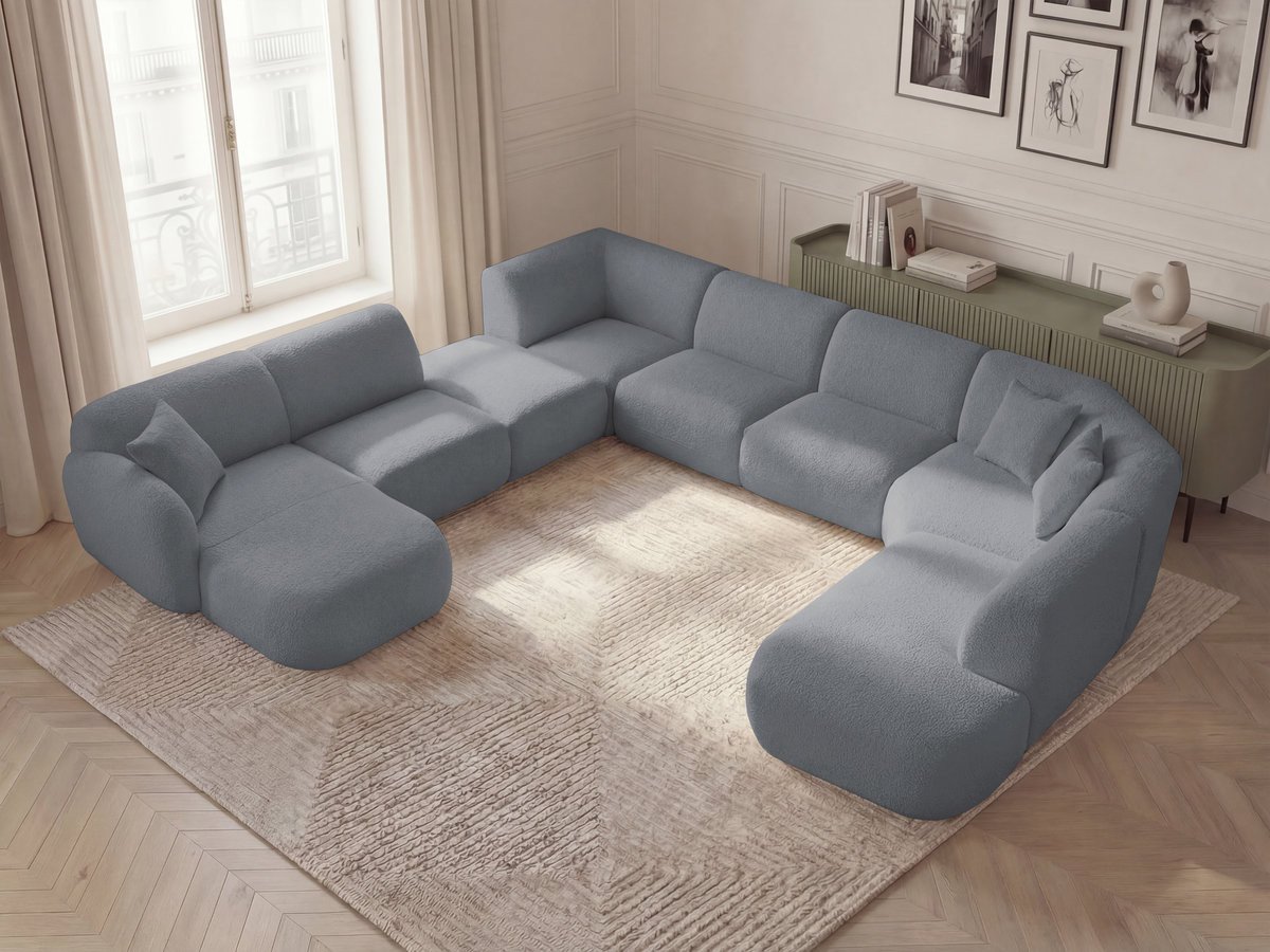 Bobochic Anda Wohnlandschaft mit Pouf 396 × 357 cm Chenille Grau Ecke links