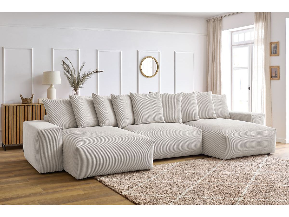 Bobochic Voltaire Wohnlandschaft 420 × 165 cm Cordsamt Beige