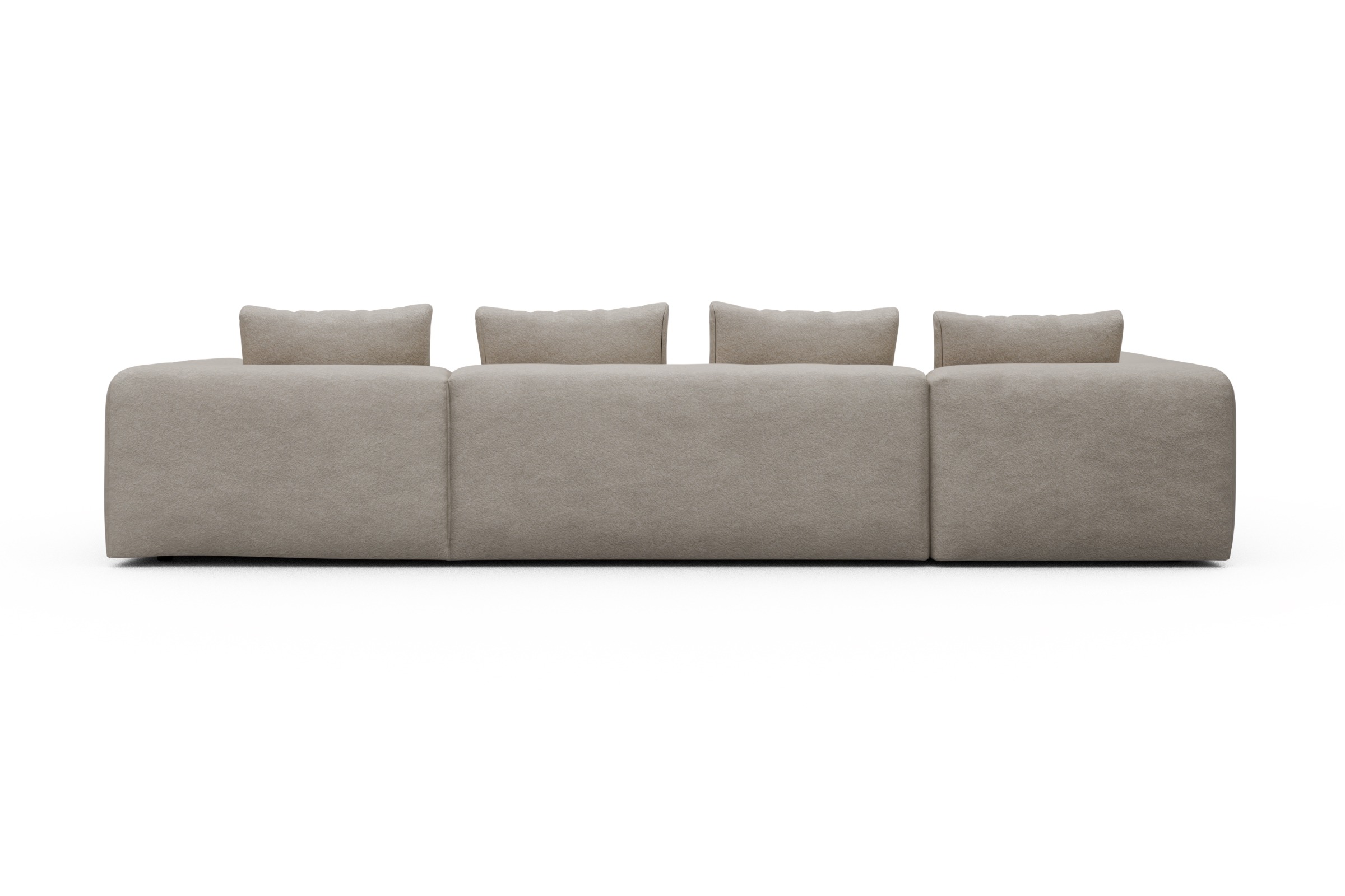 Wohnlandschaft Fred Chaiselongue rechts mit 2-Sitzer und lange Armlehne links Aivi-Lace-Beige