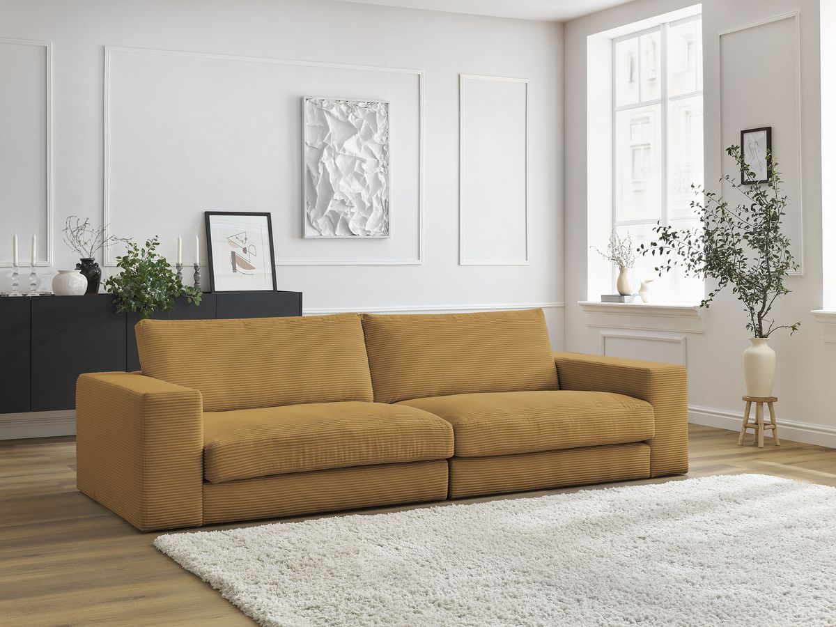 Bobochic Leonard Sofa 3-Sitzer 234 × 109 cm Cordsamt Gelb