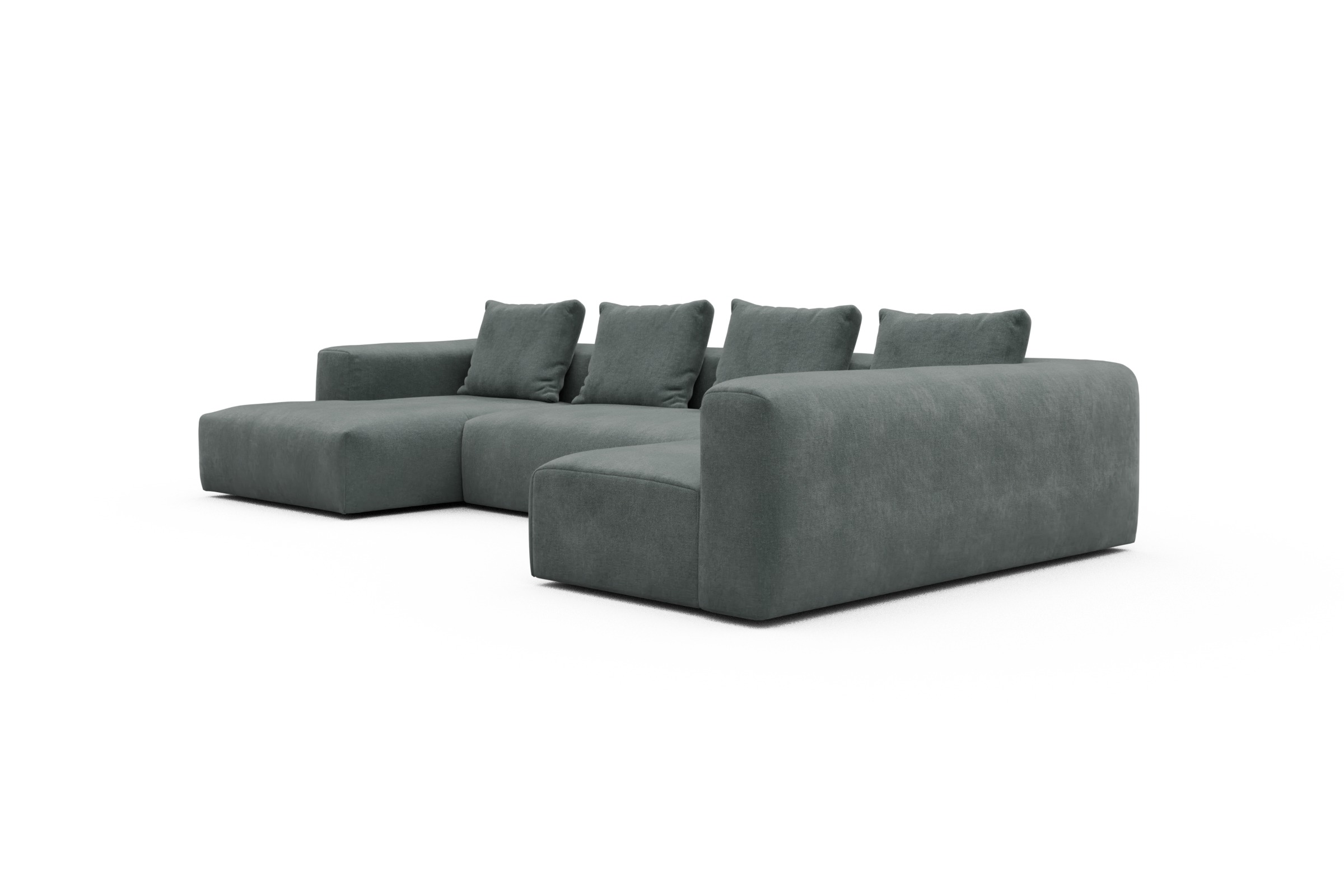 Wohnlandschaft Fred Chaiselongue links mit 2-Sitzer und lange Armlehne rechts Smooth-Silver-Grey