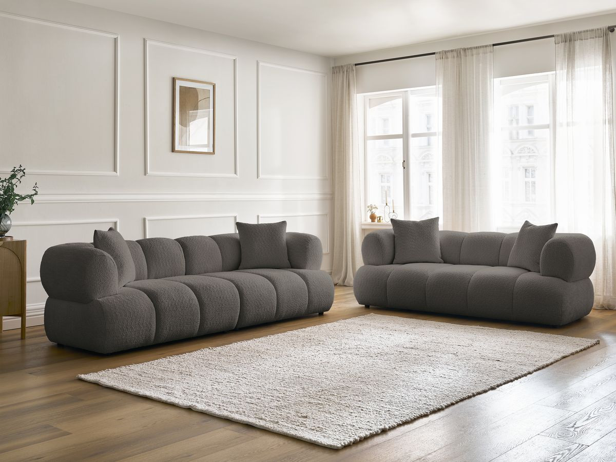 Bobochic Pamira Sofa 5-Sitzer Bouclé-Stoff Braun
