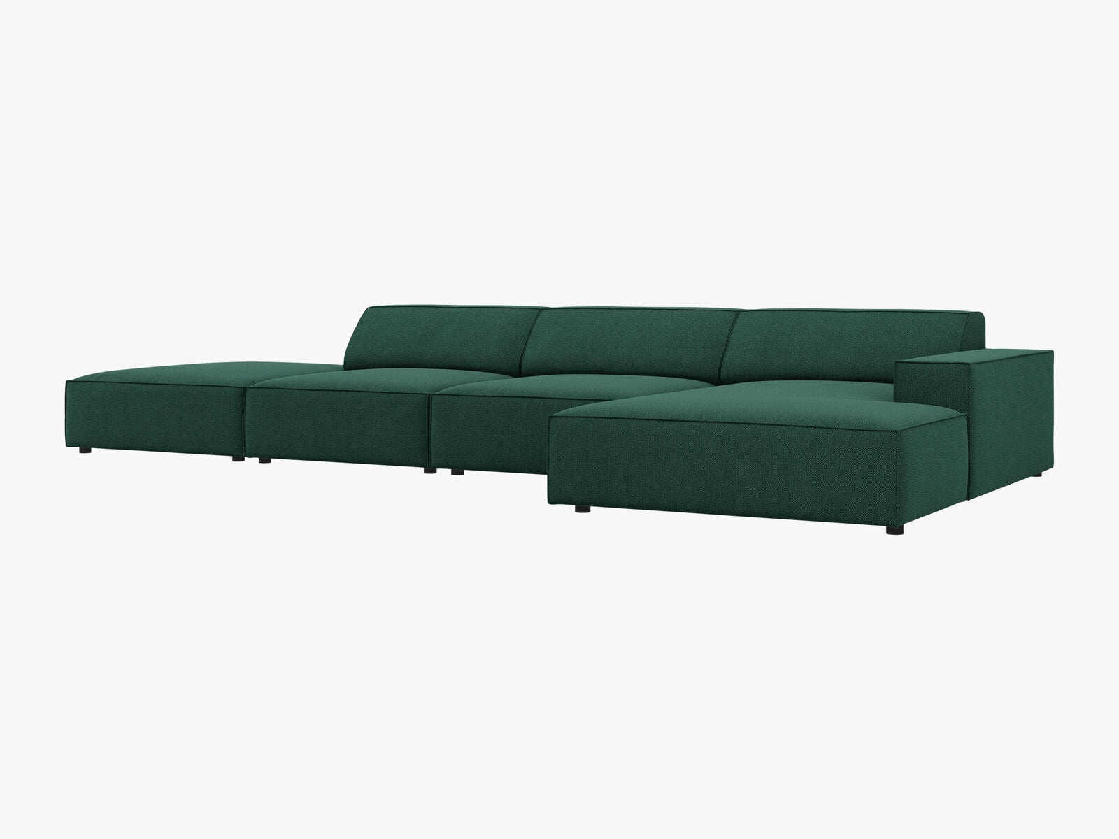 Micadoni Ecksofa Jodie 5-Sitzer Rechts Strukturierter Stoff Megan Grün