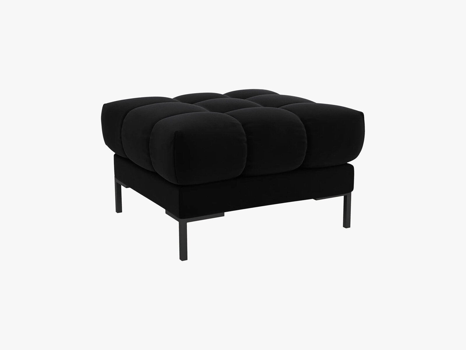 Micadoni Hocker Mamaia 1-Sitzer Samt Bluvel Schwarz schwarze Beine
