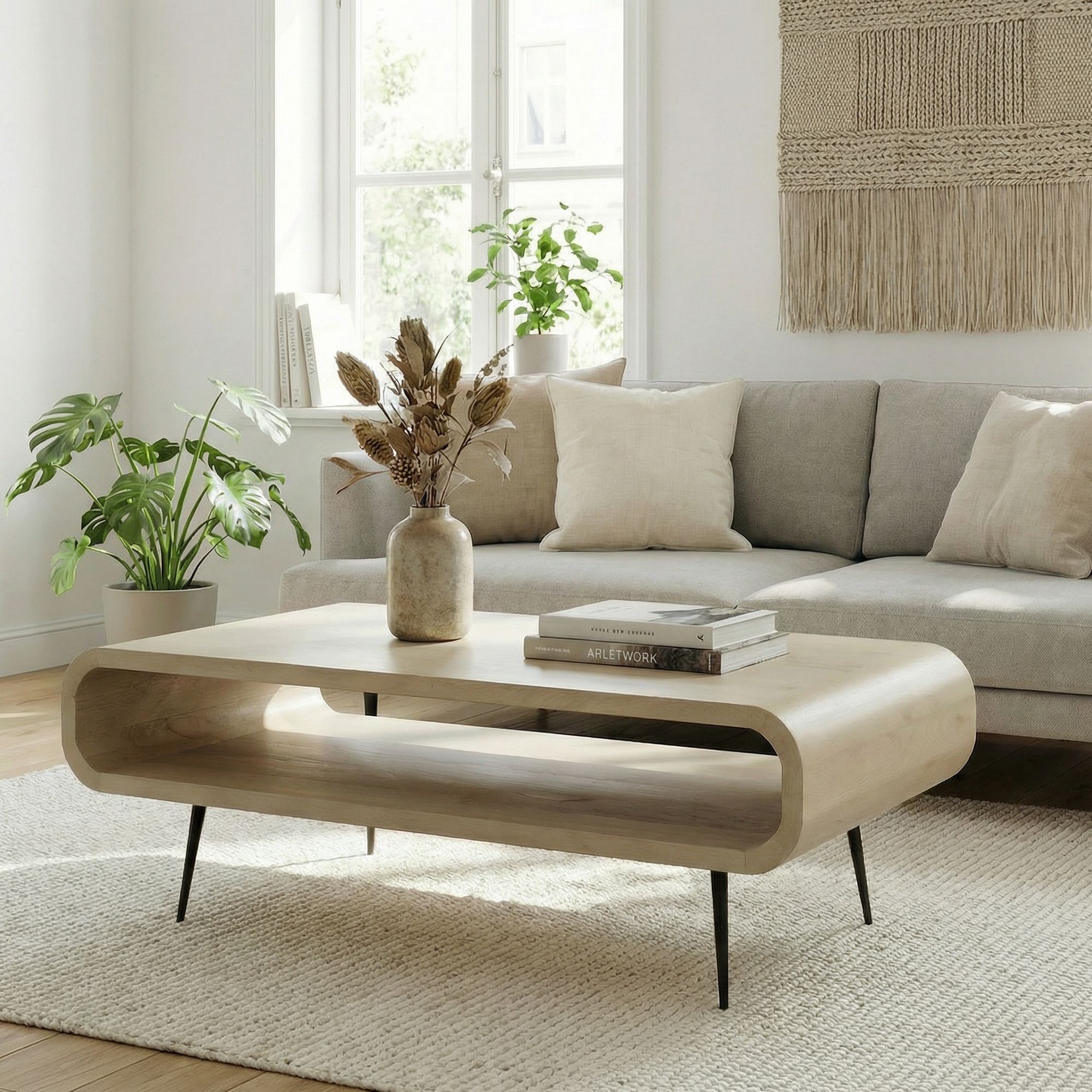 Couchtisch Ramsund Mango Massivholz Weiß 90 × 55 × 30 cm