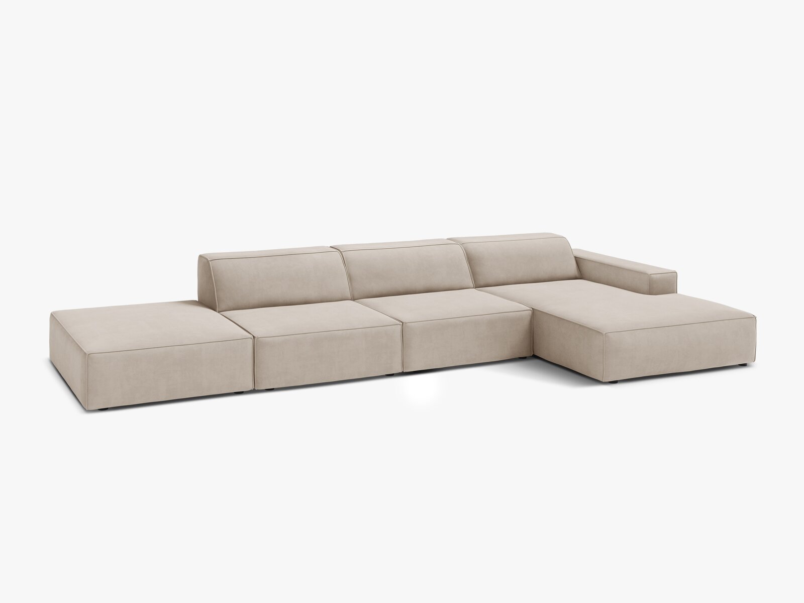 Micadoni Ecksofa Jodie 5-Sitzer Rechts Samt Bluvel Dunkelbeige