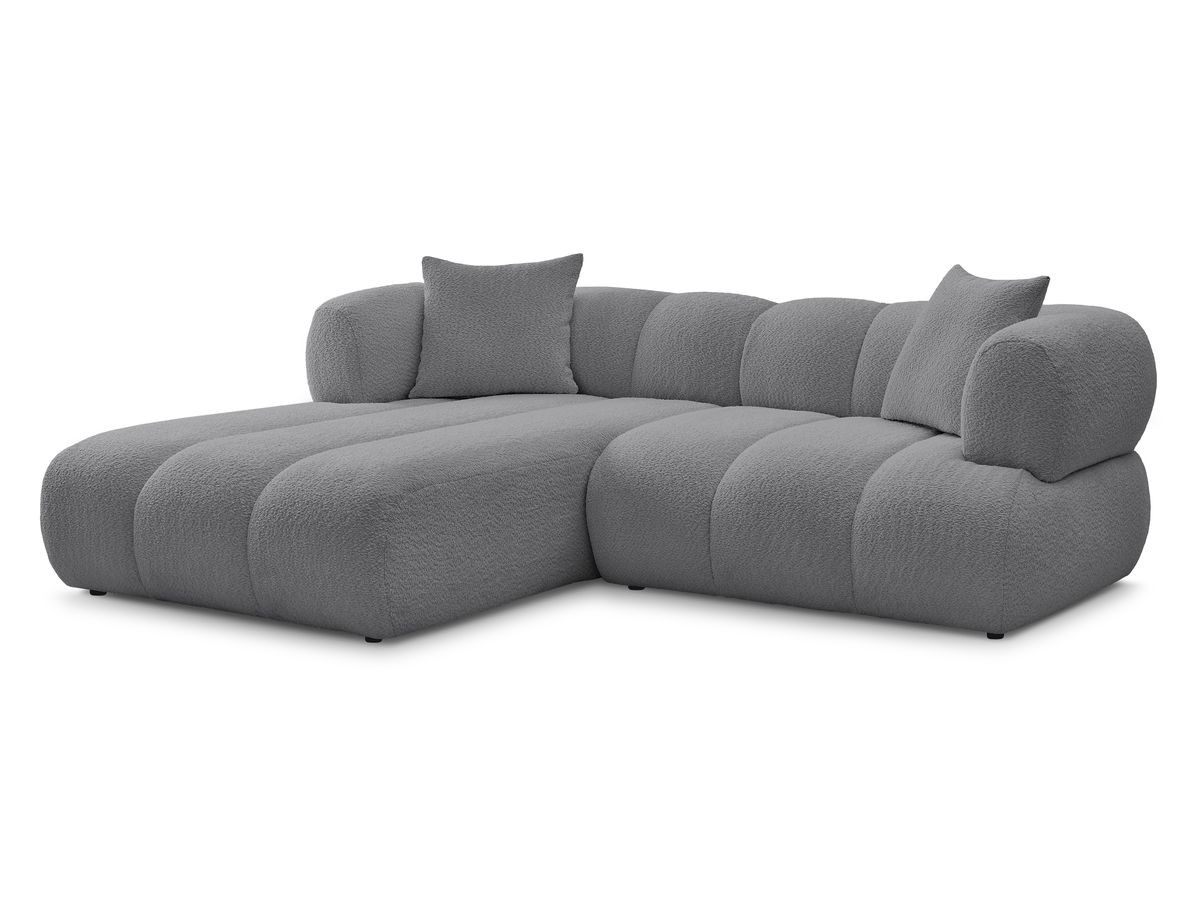 Bobochic Pamira Ecksofa Bouclé-Stoff Dunkelgrau Ecke links