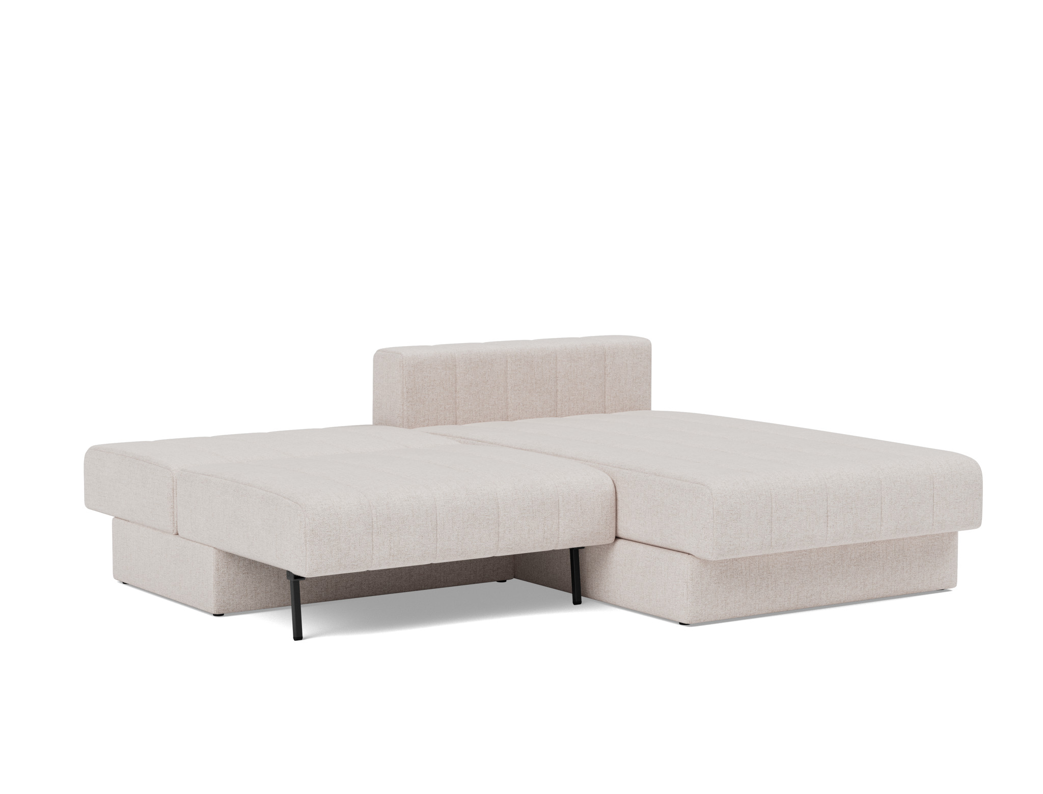 Schlafsofa Akello mit Chaiselongue Strukturierter Stoff Weda 300-Weda-Sand