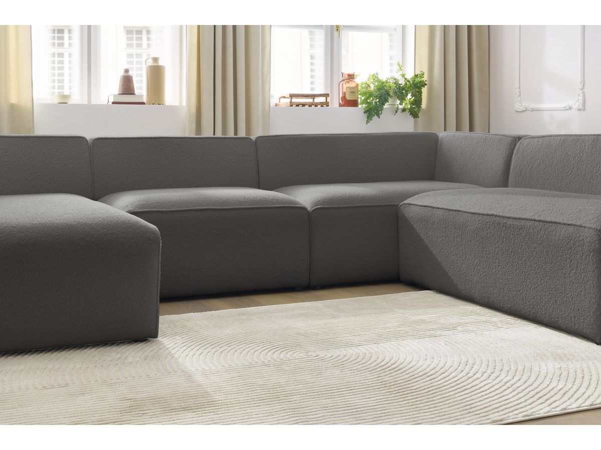 Bobochic Megeve Wohnlandschaft Bouclé-Stoff Dunkelgrau Ecke links