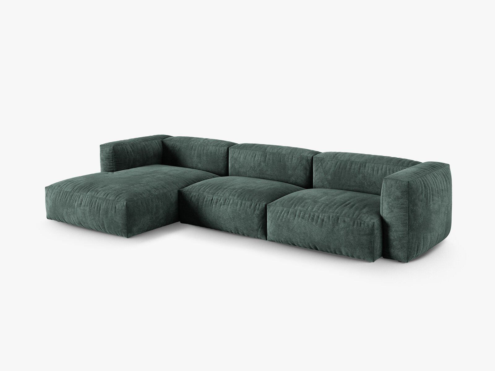 Micadoni Ecksofa Martina 3-Sitzer 90cm Sitztiefe Links Samt Vogue Petrol
