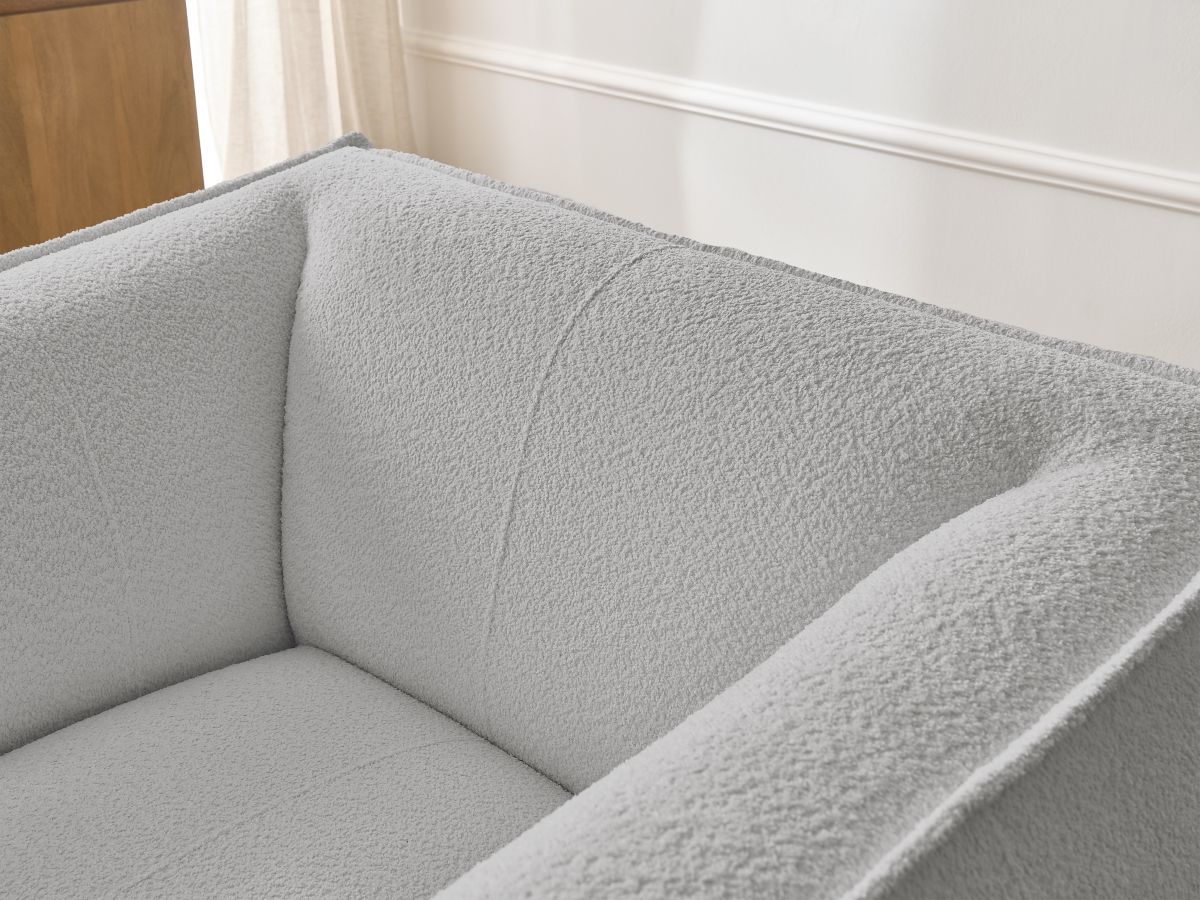 Bobochic Giorgia Sessel Bouclé-Stoff Hellgrau