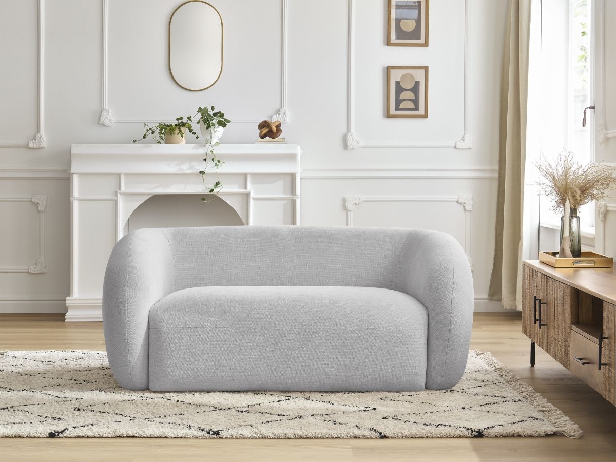 Bobochic Celine Sofa 2-Sitzer Stoff Hellgrau
