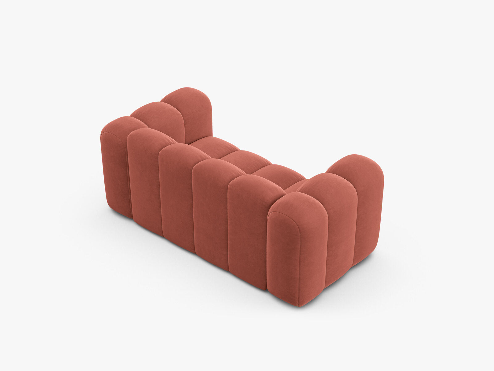 Micadoni Sofa Lupine 2-Sitzer kleine Version Samt Salvador Koralle