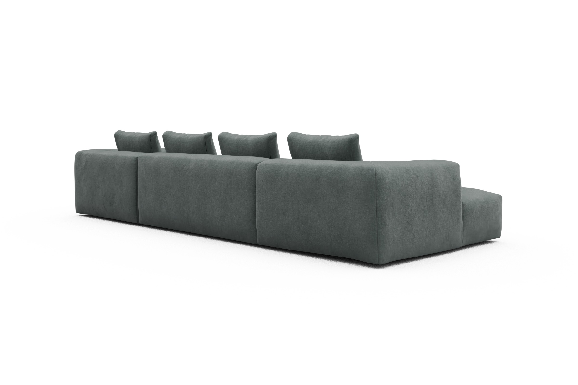 Wohnlandschaft Fred Relax-Ecke rechts mit 2-Sitzer und Chaiselongue links Smooth-Silver-Grey