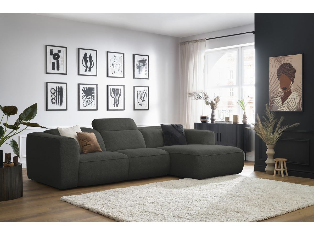 Bobochic William Ecksofa Melange-Stoff Dunkelgrau Ecke rechts