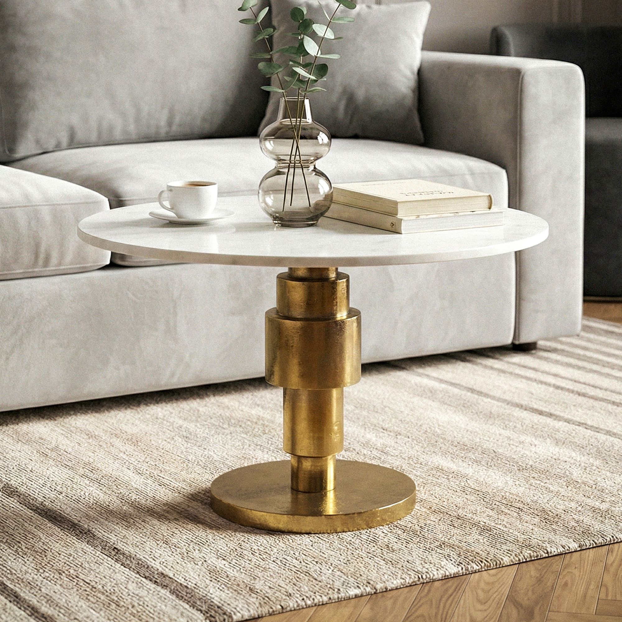 Couchtisch Sandane Marmor Weiß Höhe 39 cm