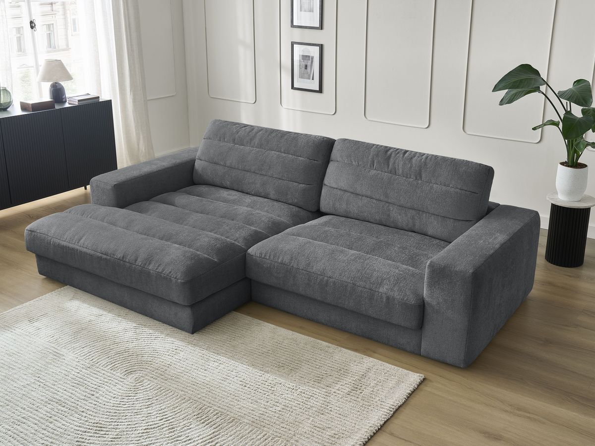 Bobochic Sierra Ecksofa Strukturstoff Dunkelgrau Ecke links
