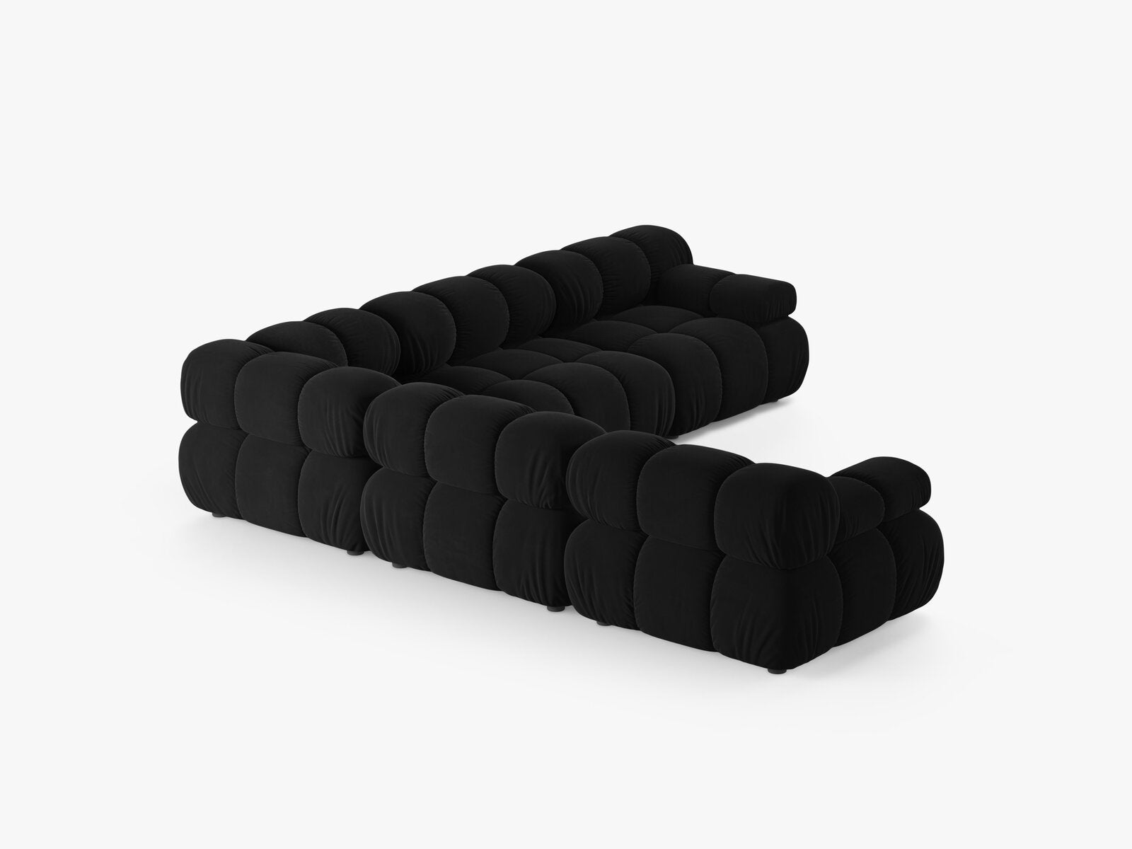 Micadoni Symmetrisches Ecksofa Bellis 5-Sitzer Samt Bluvel Schwarz