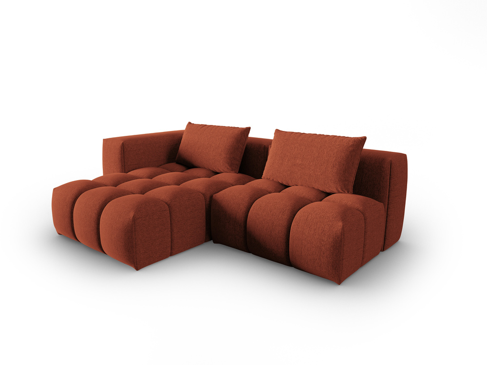 Cosmopolitan Design Ecksofa Verona 3-Sitzer offen Strukturierter Stoff Sorella Koralle Links