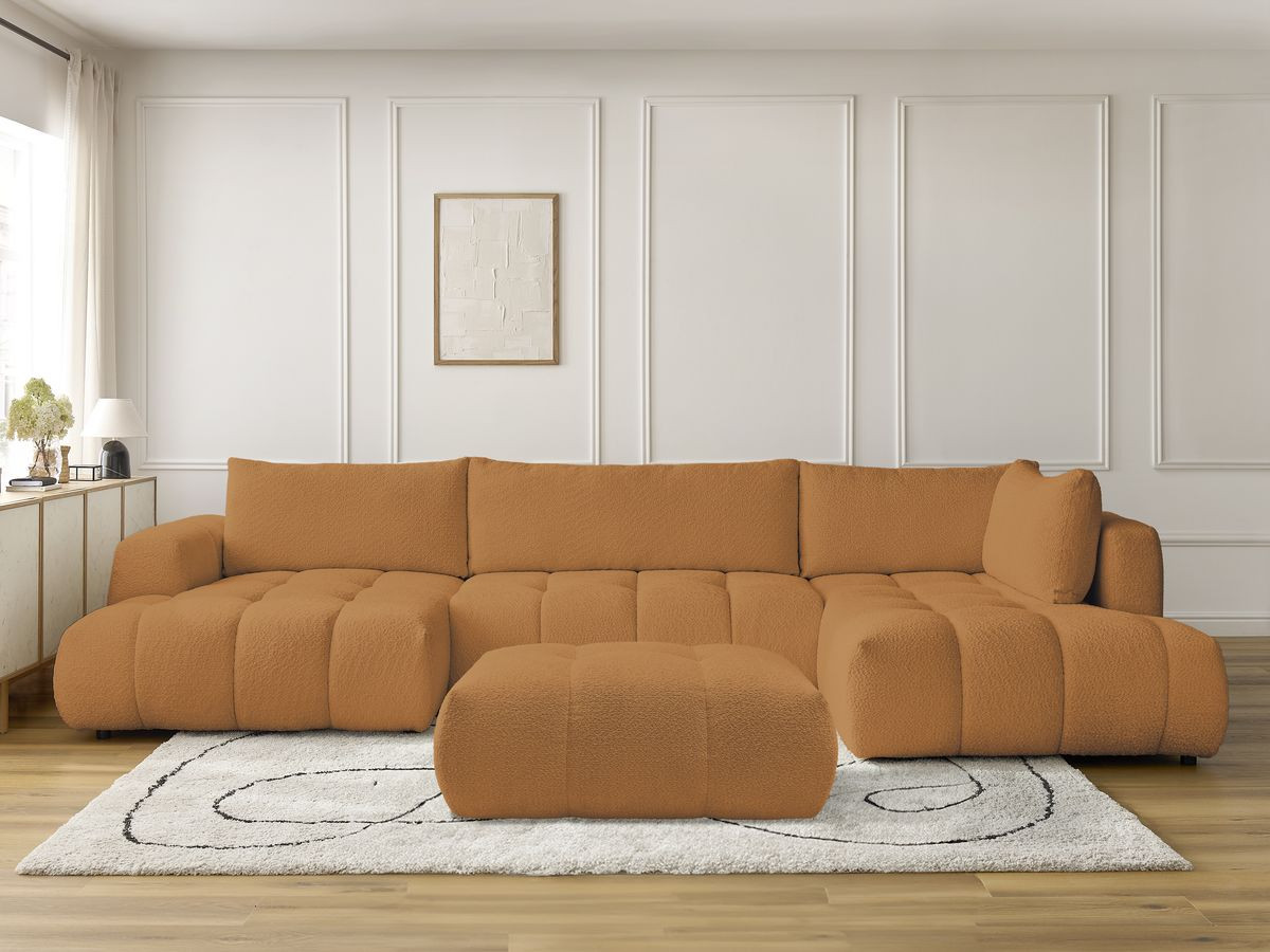 Bobochic Fuji Wohnlandschaft mit Pouf Bouclé-Stoff Gelb Ecke links